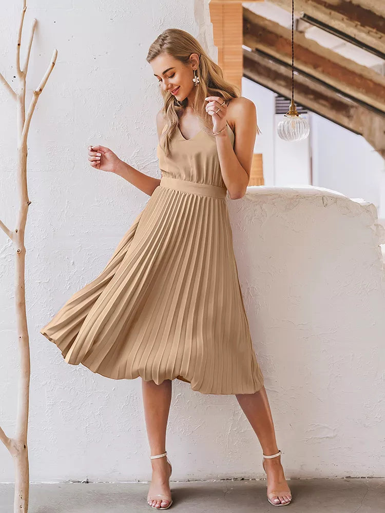 Stilvolles Midikleid Mit Falten Für Frauen