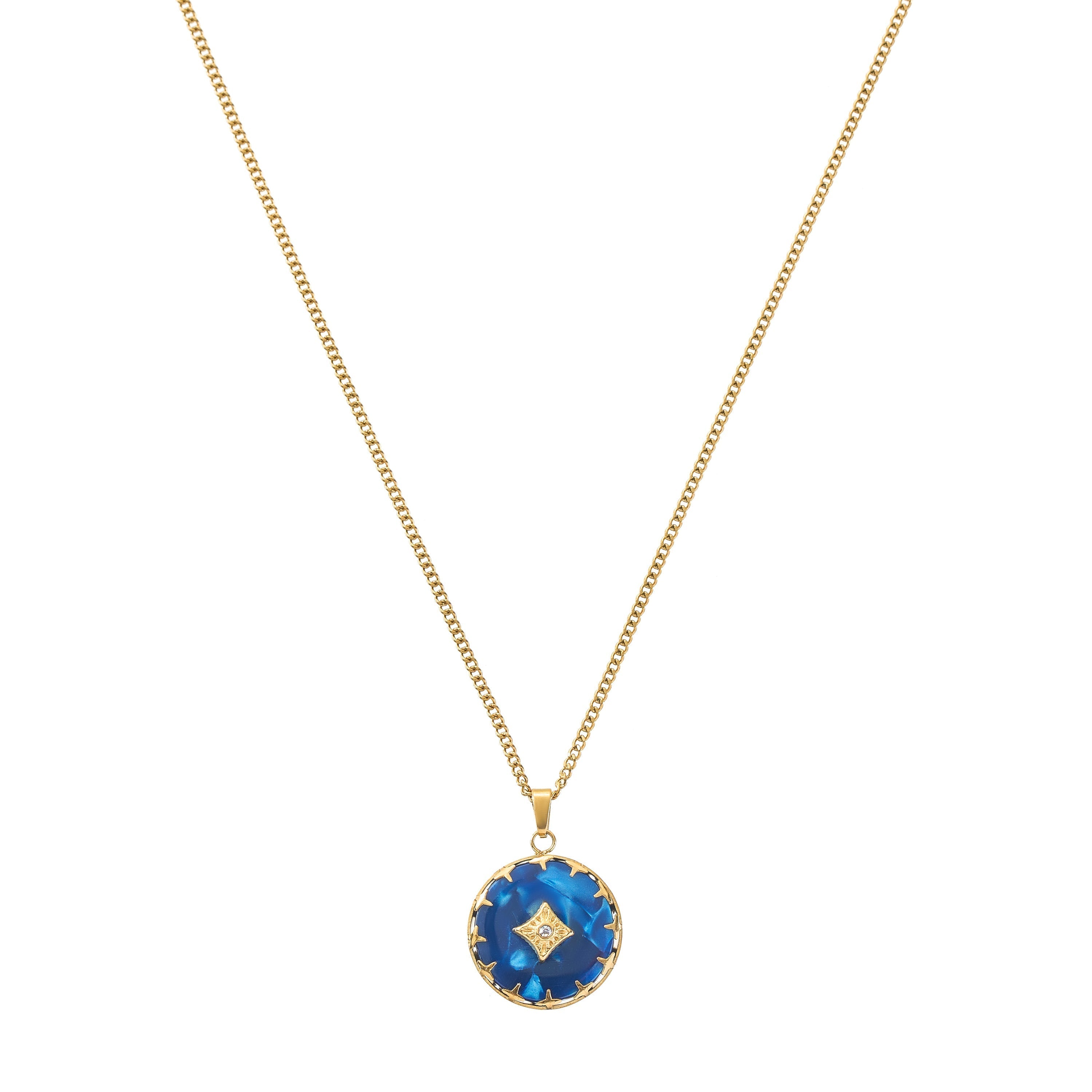 Blaue Anhänger Halskette mit elegantem Design für Damen