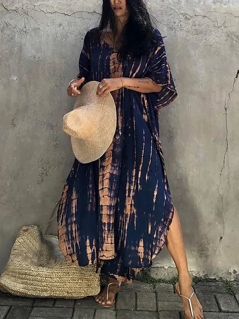 Endellion | Beach Beauty Frauen Kaftan Print Sommer Maxi Kleid