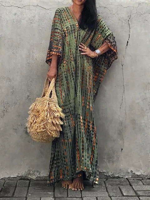 Endellion | Beach Beauty Frauen Kaftan Print Sommer Maxi Kleid