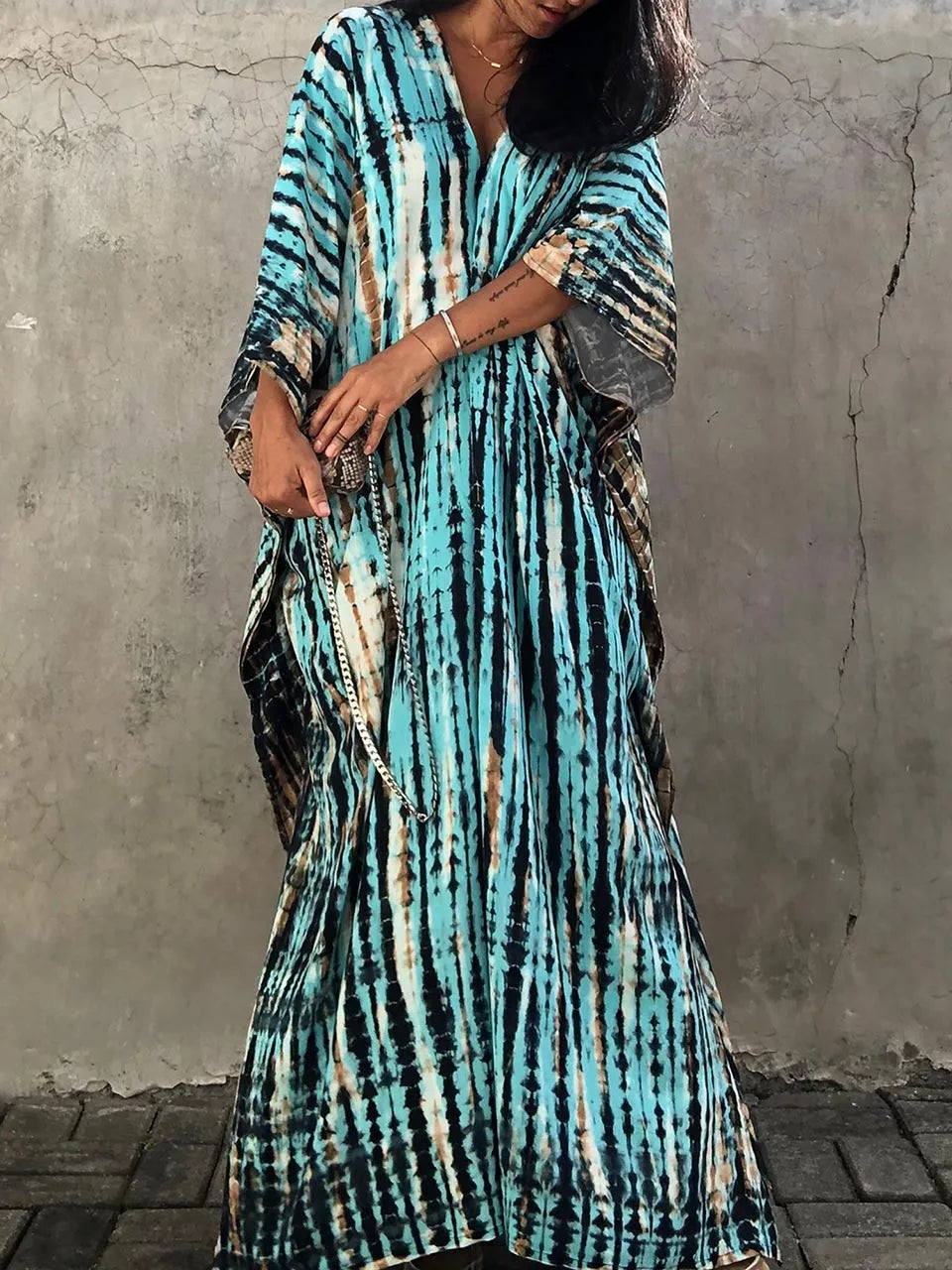 Endellion | Beach Beauty Frauen Kaftan Print Sommer Maxi Kleid