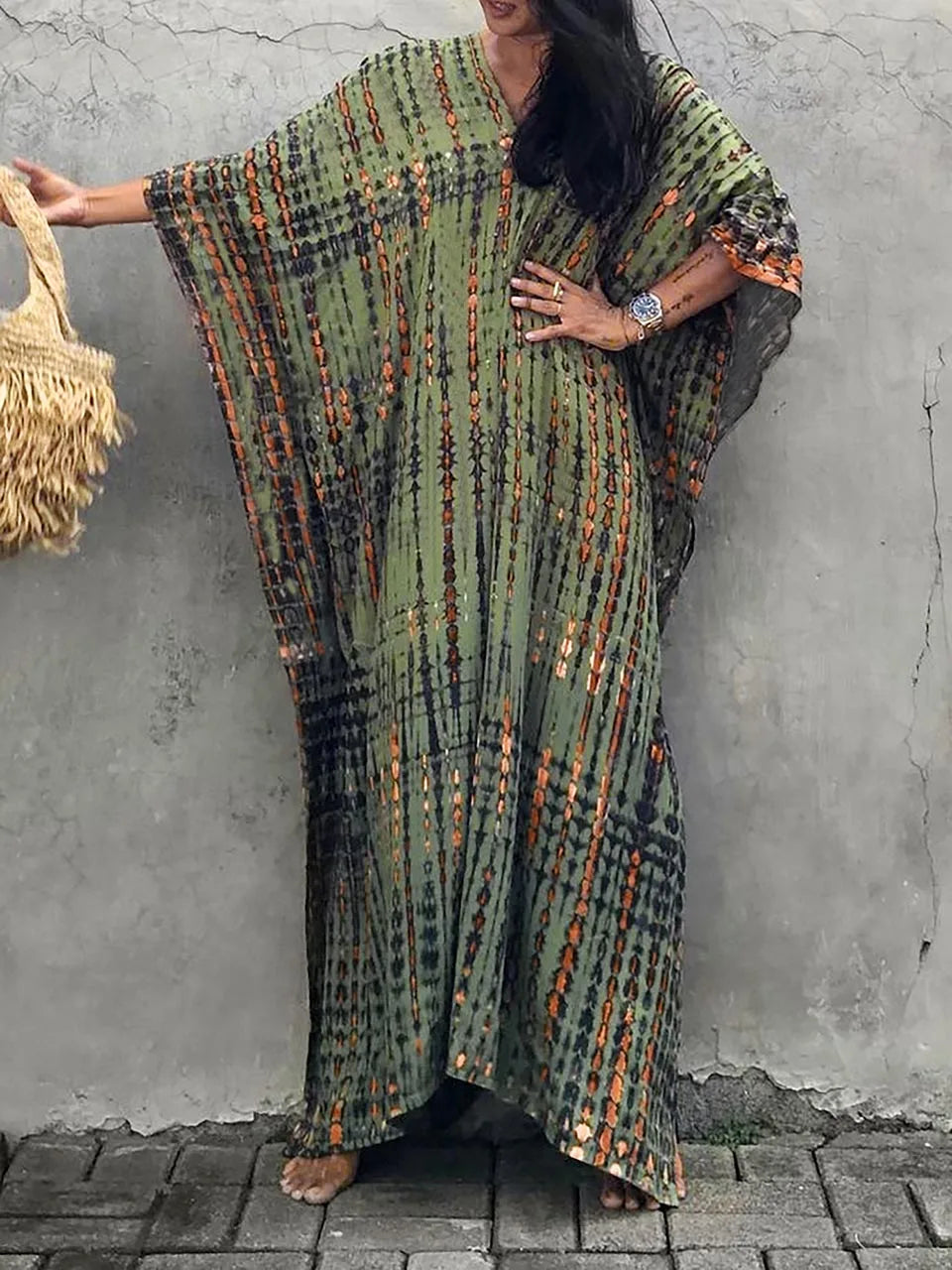 Endellion | Beach Beauty Frauen Kaftan Print Sommer Maxi Kleid