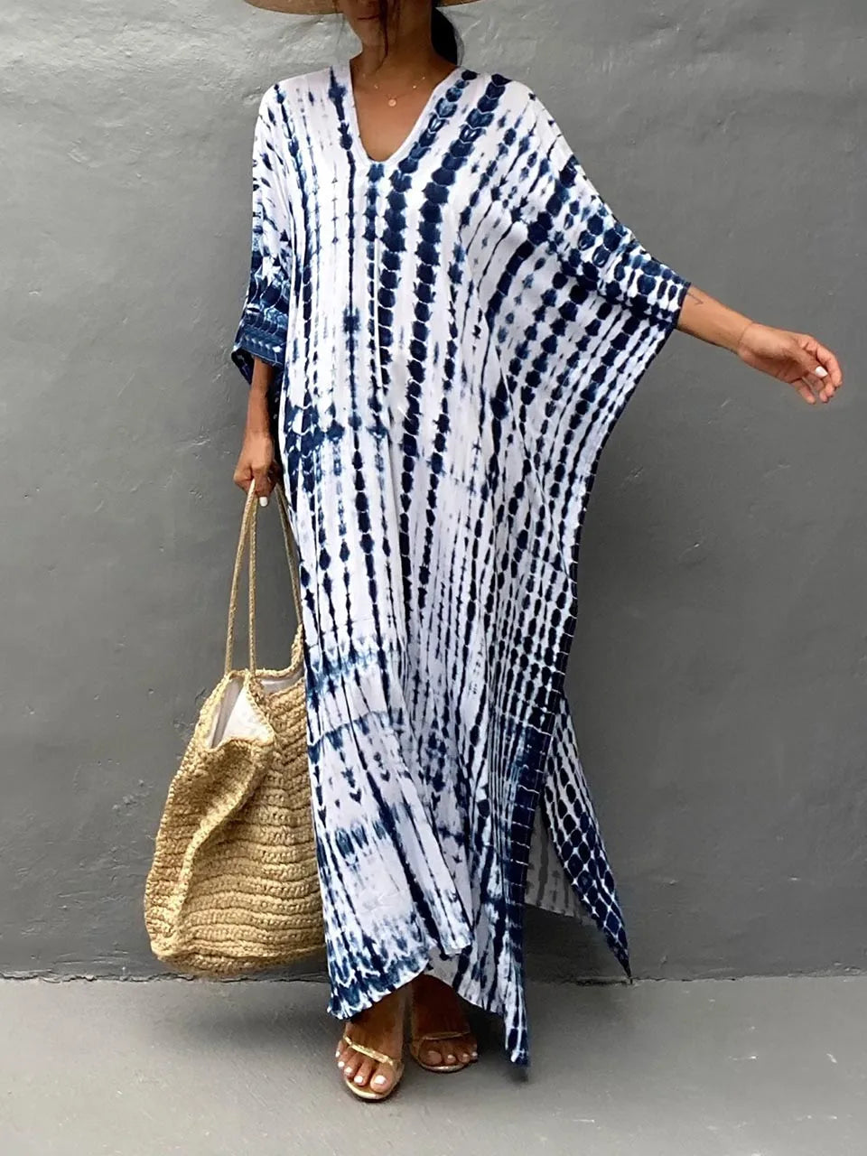 Endellion | Beach Beauty Frauen Kaftan Print Sommer Maxi Kleid