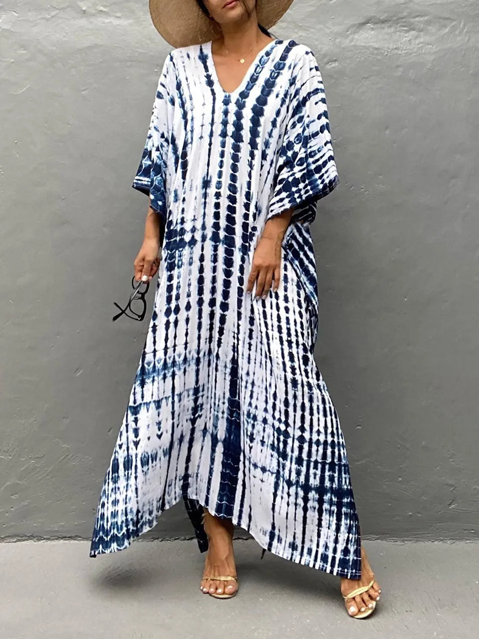 Endellion | Beach Beauty Frauen Kaftan Print Sommer Maxi Kleid