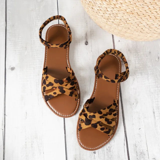 Leopard Print Flatsandalen mit mühelosem Chic für Damen