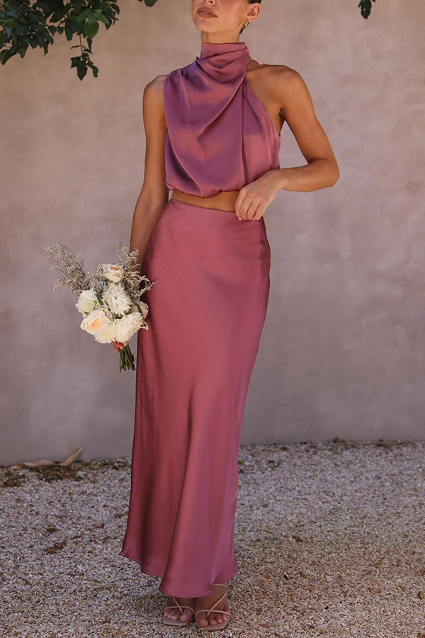 Claenya | Satin Set mit Top & Rock