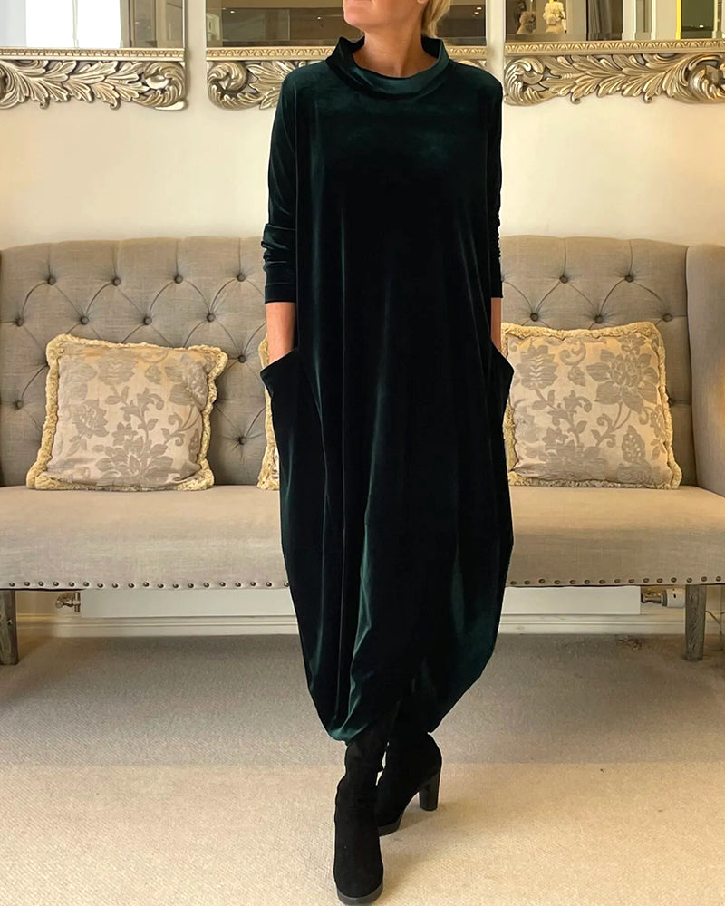 Clea | Samtkleid mit Kragen und praktischen Taschen