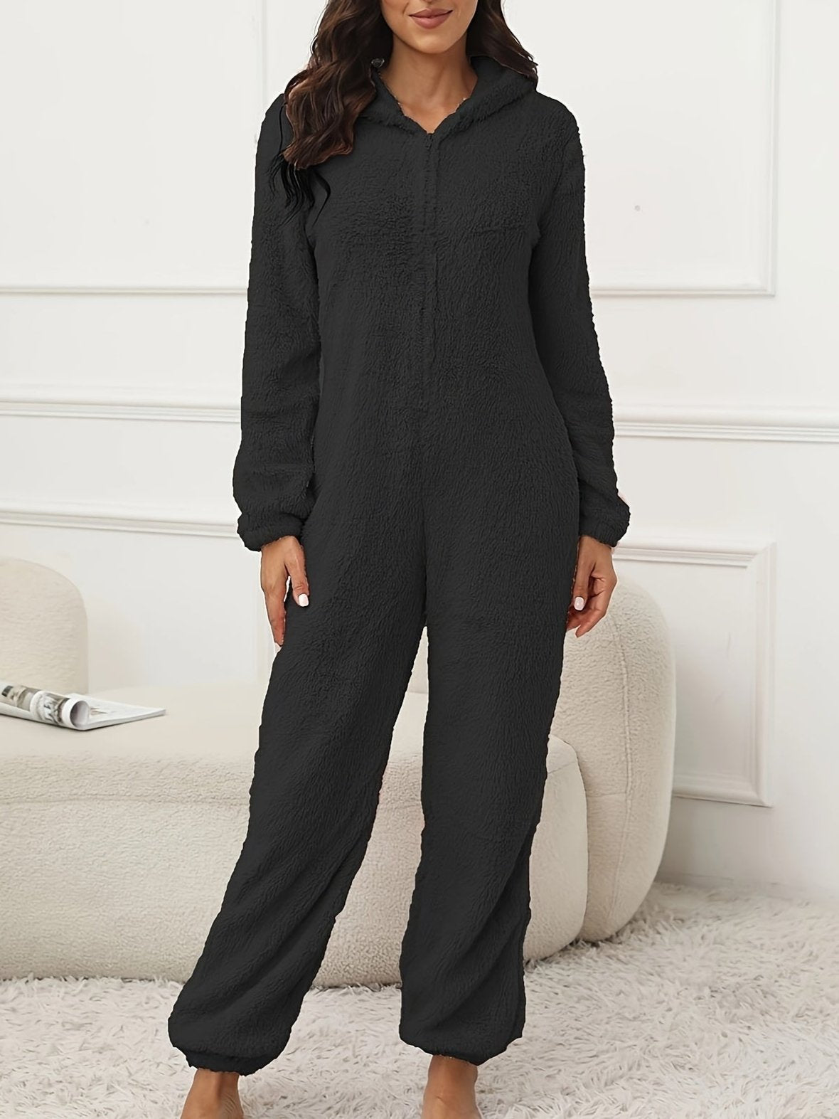 Gemütlicher Kapuzen-Lounge-Jumpsuit Für Stilvollen Winterkomfort Für Frauen