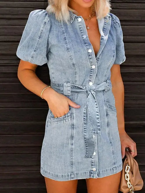 Claramonde | Jeanskleid mit Puffärmeln