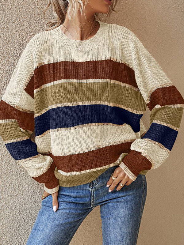 Locker Geschnittenen Rundhals-Pullover für Frauen