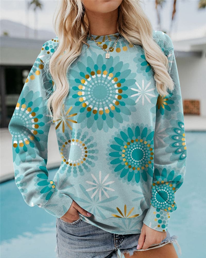 Modisches Baumwoll Sweatshirt mit Grafikprint für Frauen