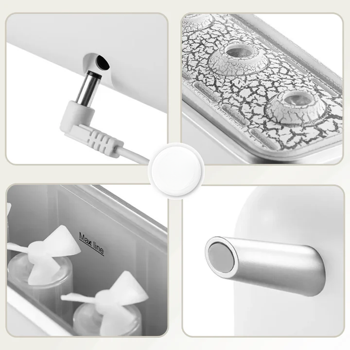 Close-up details of aroma diffuser components and internal structure