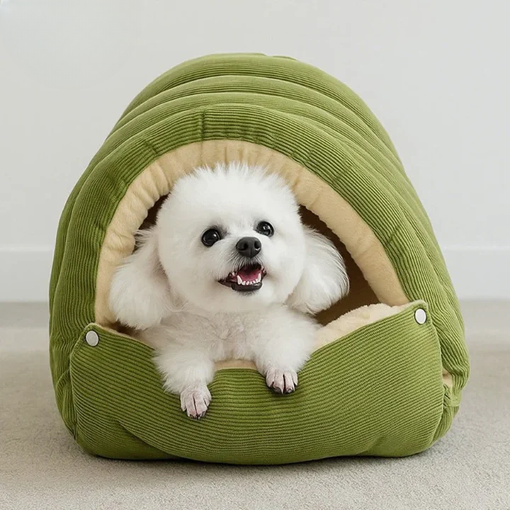 Haustierhöhle mit Plüschfutter – Warmes Kuschelbett für Katzen & Hunde product image 2