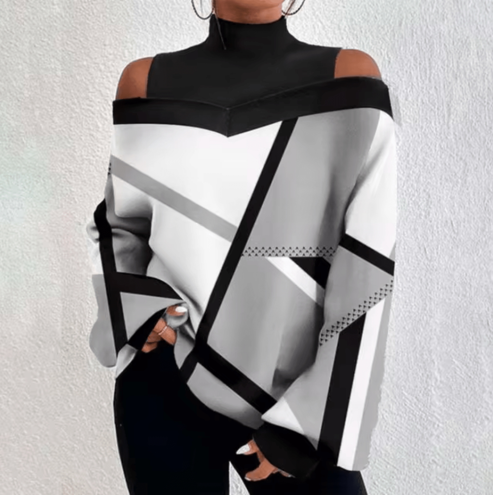 Elegante Off-Shoulder-Bluse mit Rollkragen für Damen