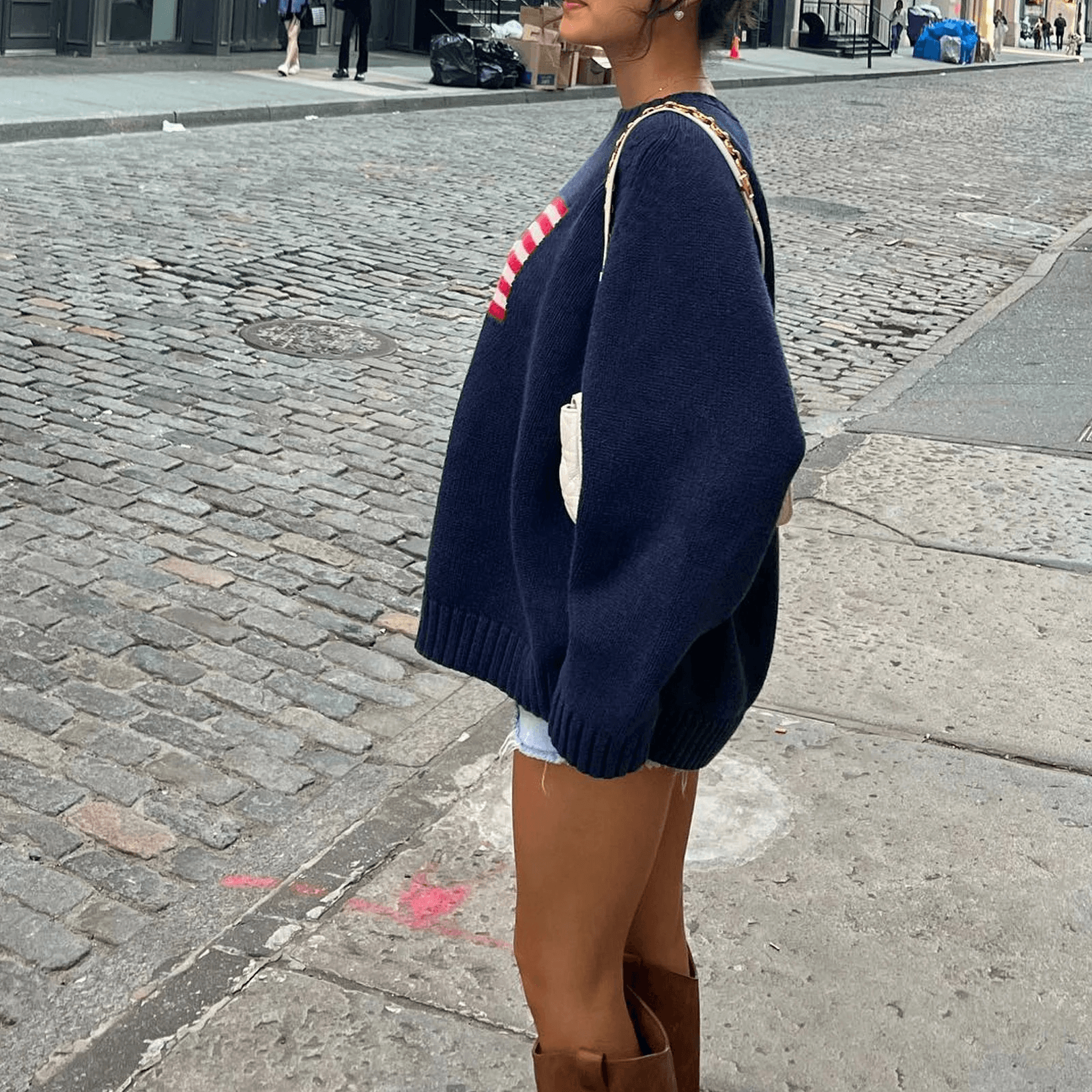 Gestrickter Damenpullover mit Amerikanischen Flagge für Damen