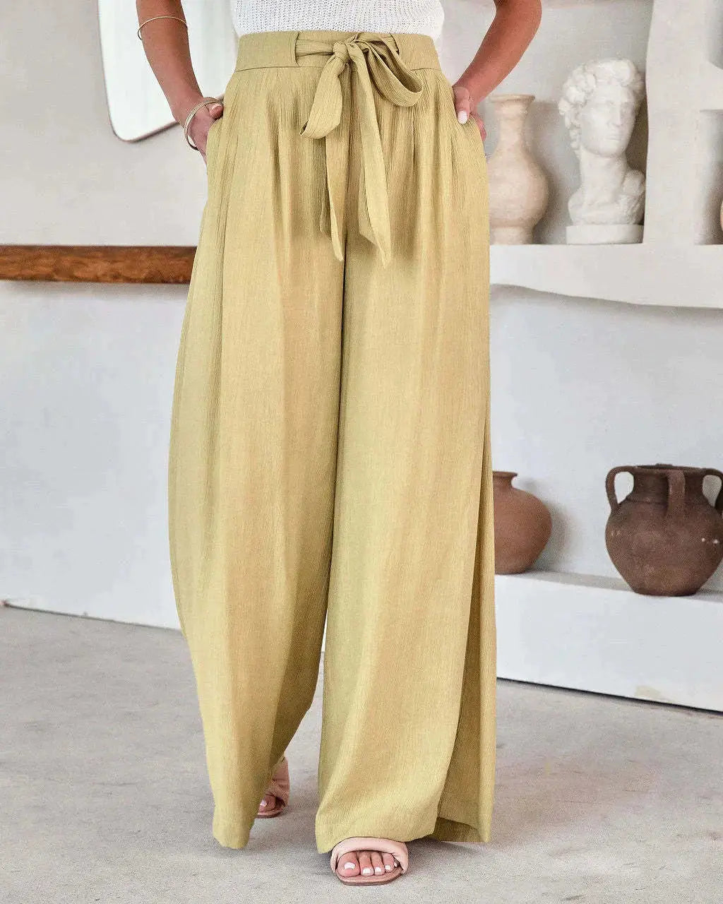 Schicke Hoch taillierte Hose mit weitem Bein Für Frauen