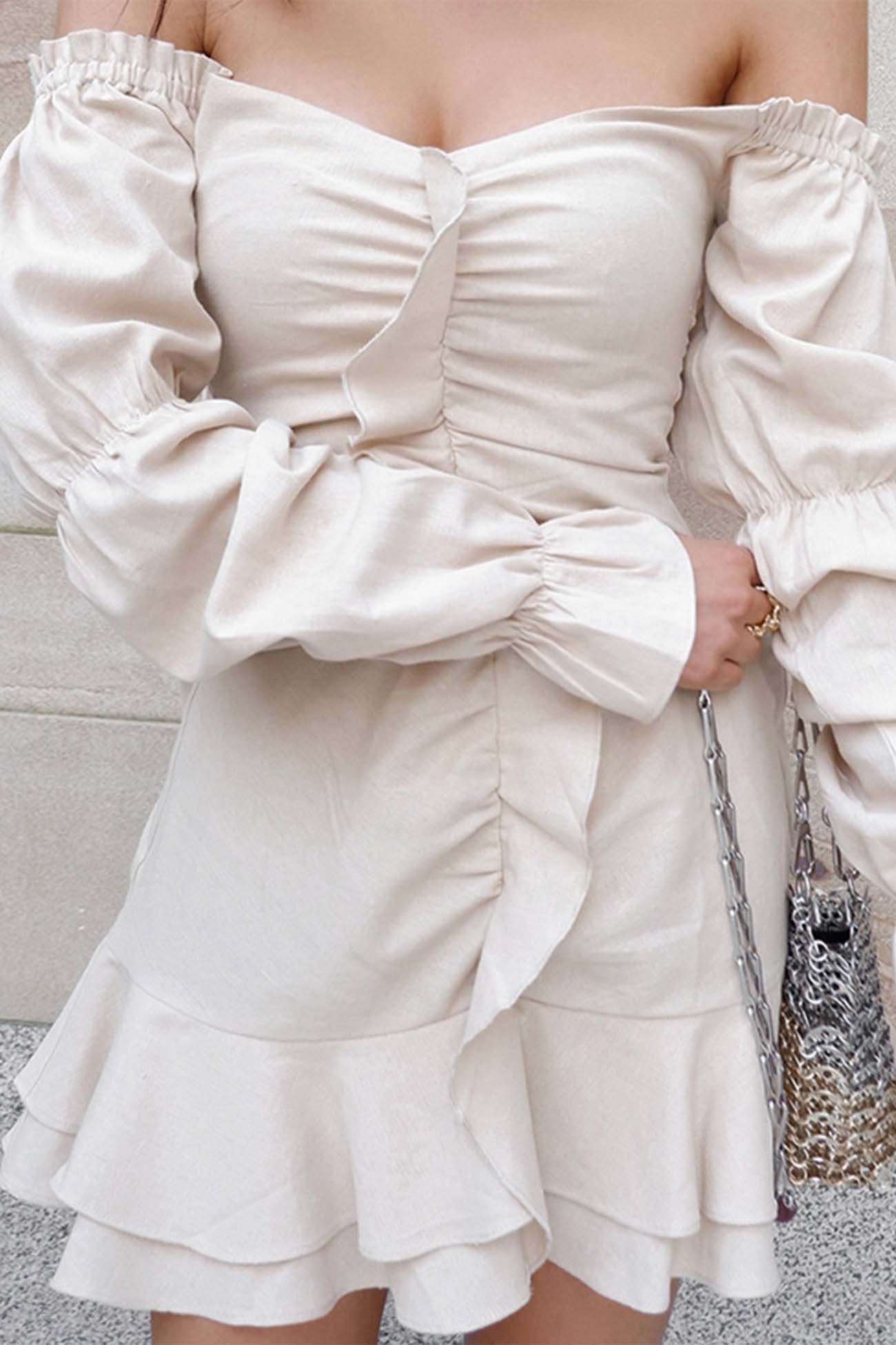 Anvara | Falten-Minikleid mit Ballonärmeln