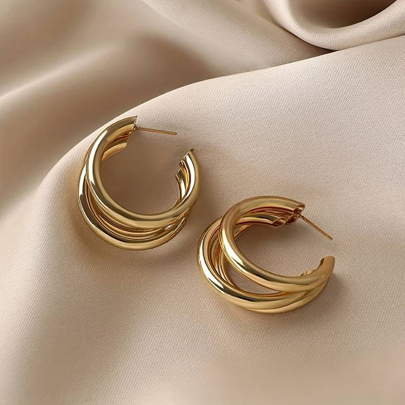Set aus 3 Goldfarbener Creolen Für Frauen