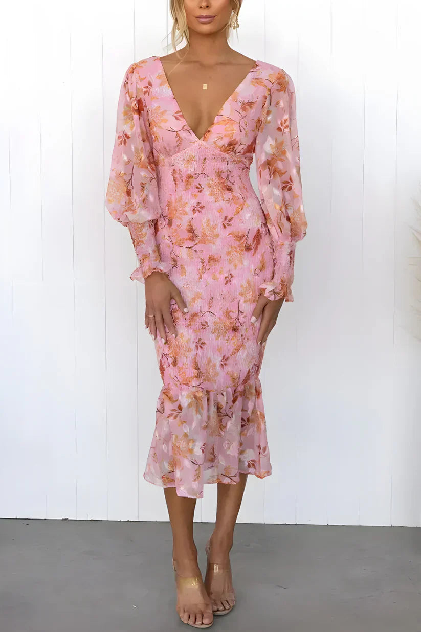 Leicht und komfortabel Midikleid mit Blumenmuster Für Frauen