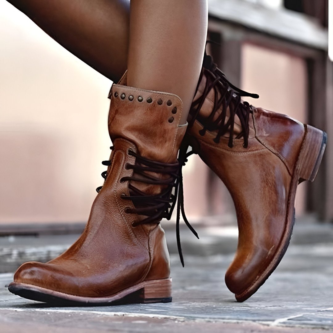 Bequeme Schnürstiefel aus veganem Leder Für Frauen