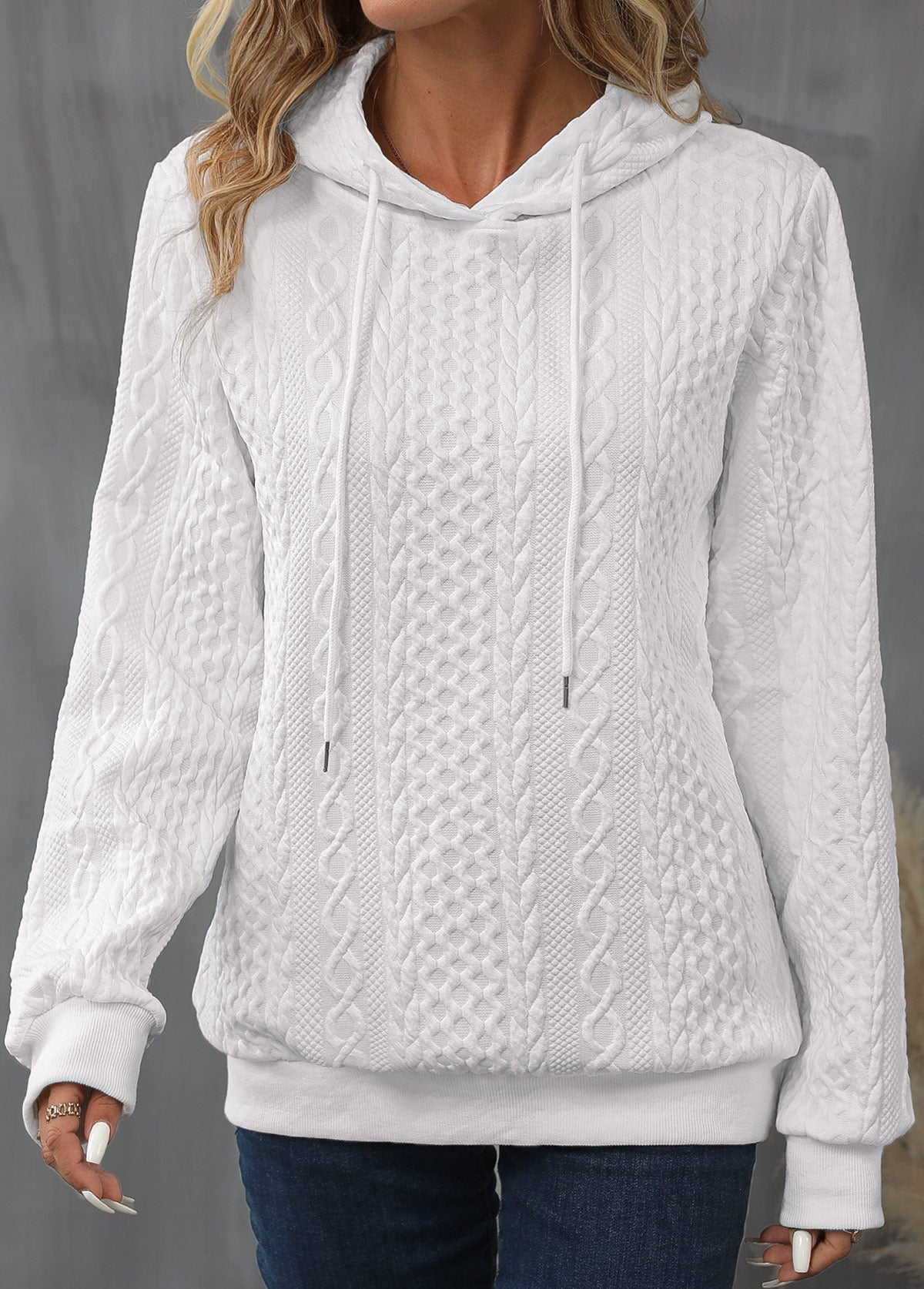 Hoodie Mit Kordelzug Und Langem Ärmel Für Frauen