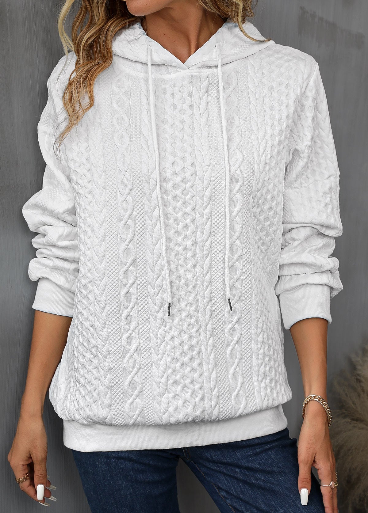 Hoodie Mit Kordelzug Und Langem Ärmel Für Frauen