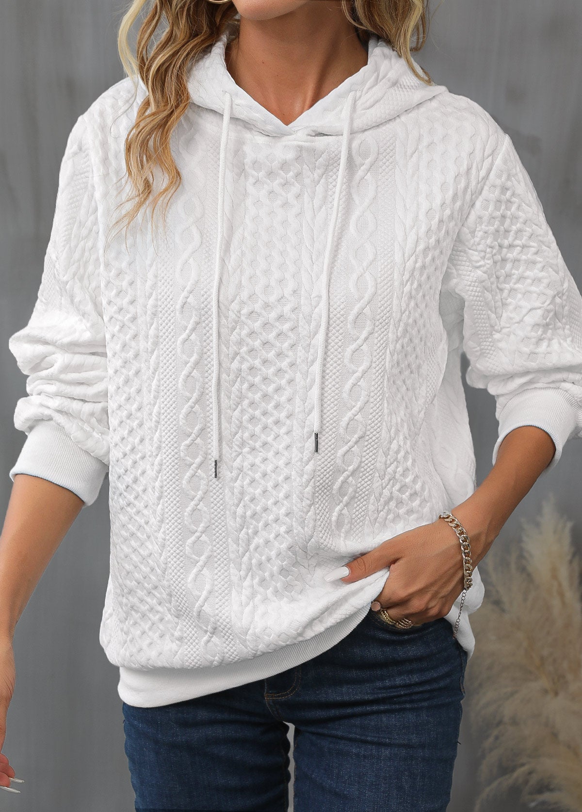 Hoodie Mit Kordelzug Und Langem Ärmel Für Frauen