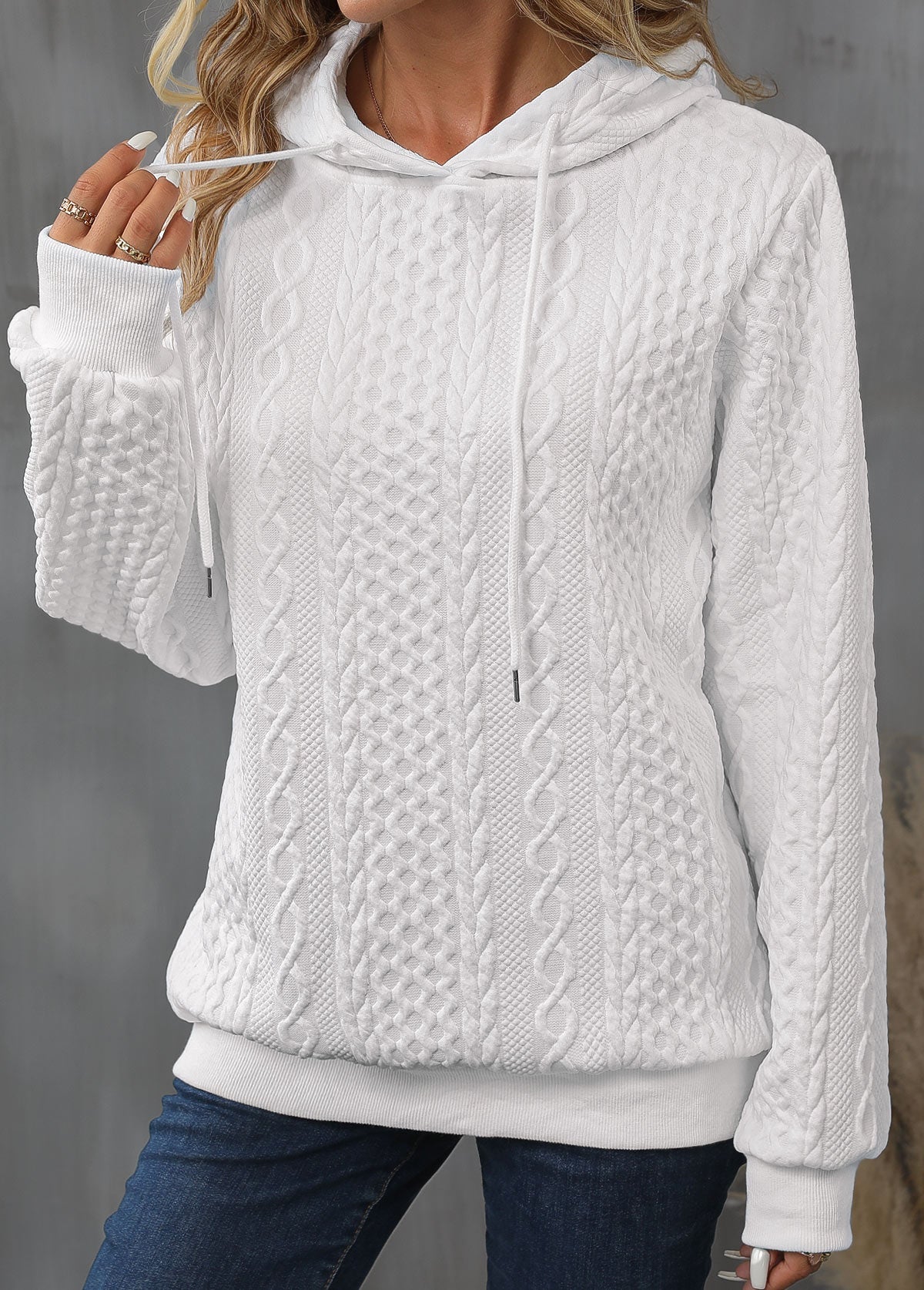 Hoodie Mit Kordelzug Und Langem Ärmel Für Frauen
