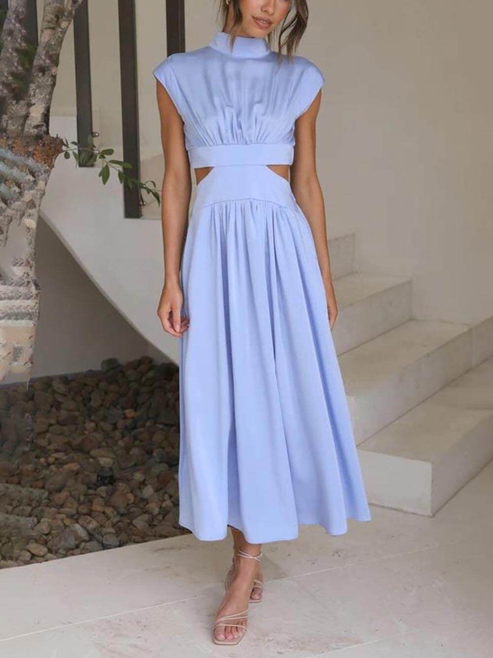Elegantes Midikleid mit Cut Out Taillendetail für Damen