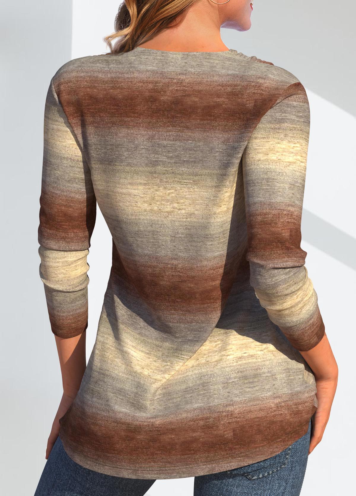 Hellbraunes Ombre V-Ausschnitt Sweatshirt Für Frauen