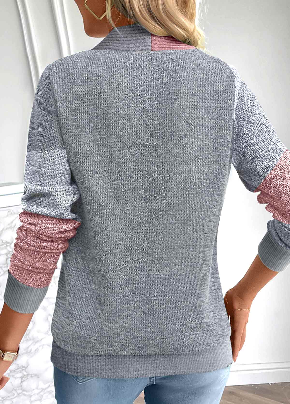 Dunkelgraues Cosy-Pullover Mit Eckigem Ausschnitt Für Frauen