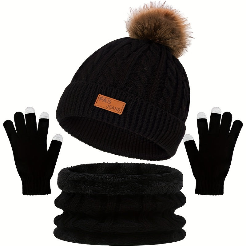 Gemütliches Mützen- und Handschuhset Für Winterwärme Für Frauen