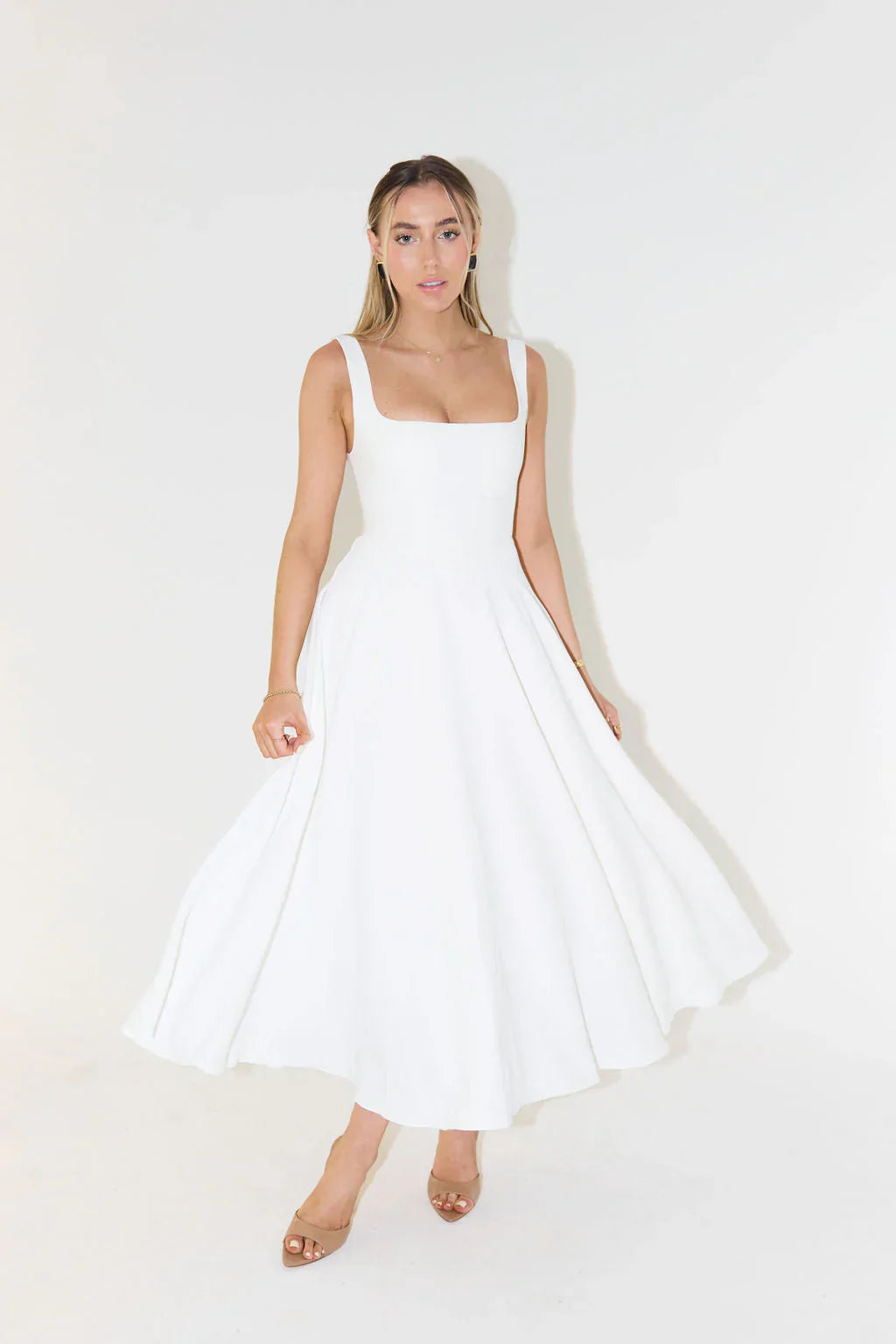 Calandra | Midikleid mit quadratischem Ausschnitt