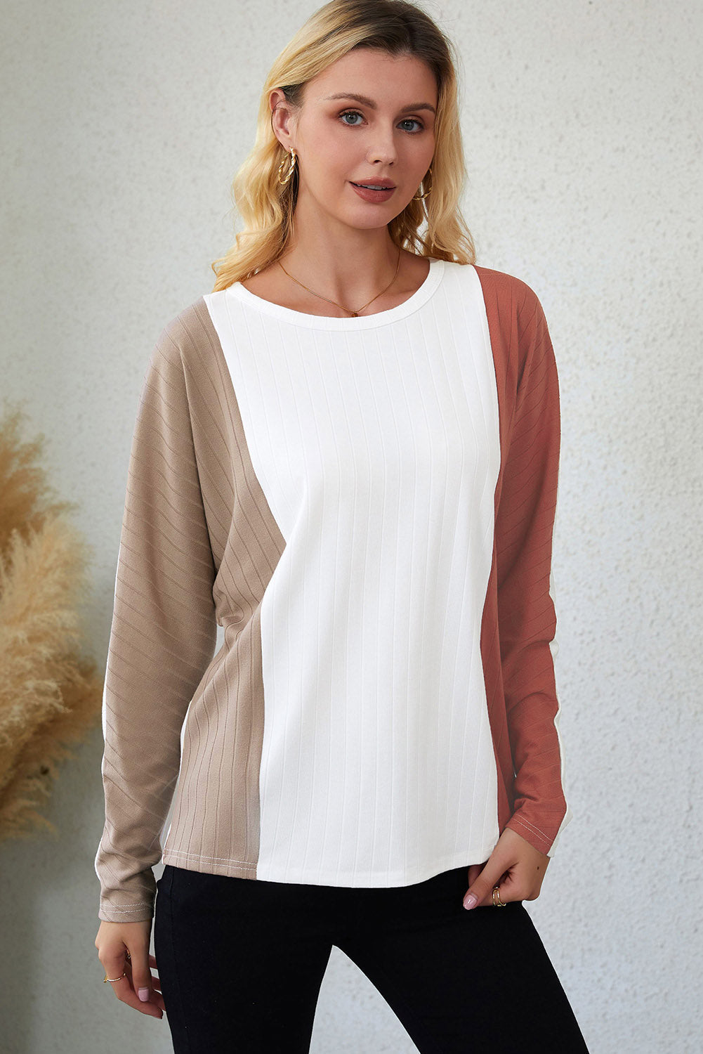 Pullover Mit Farbblock-Design Und Dolman-Ärmeln Für Frauen