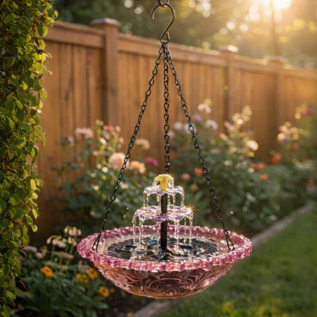 Hängender Solar-Springbrunnen mit Vogeltränke – Zweistufig, Ohne Kabel product image 11