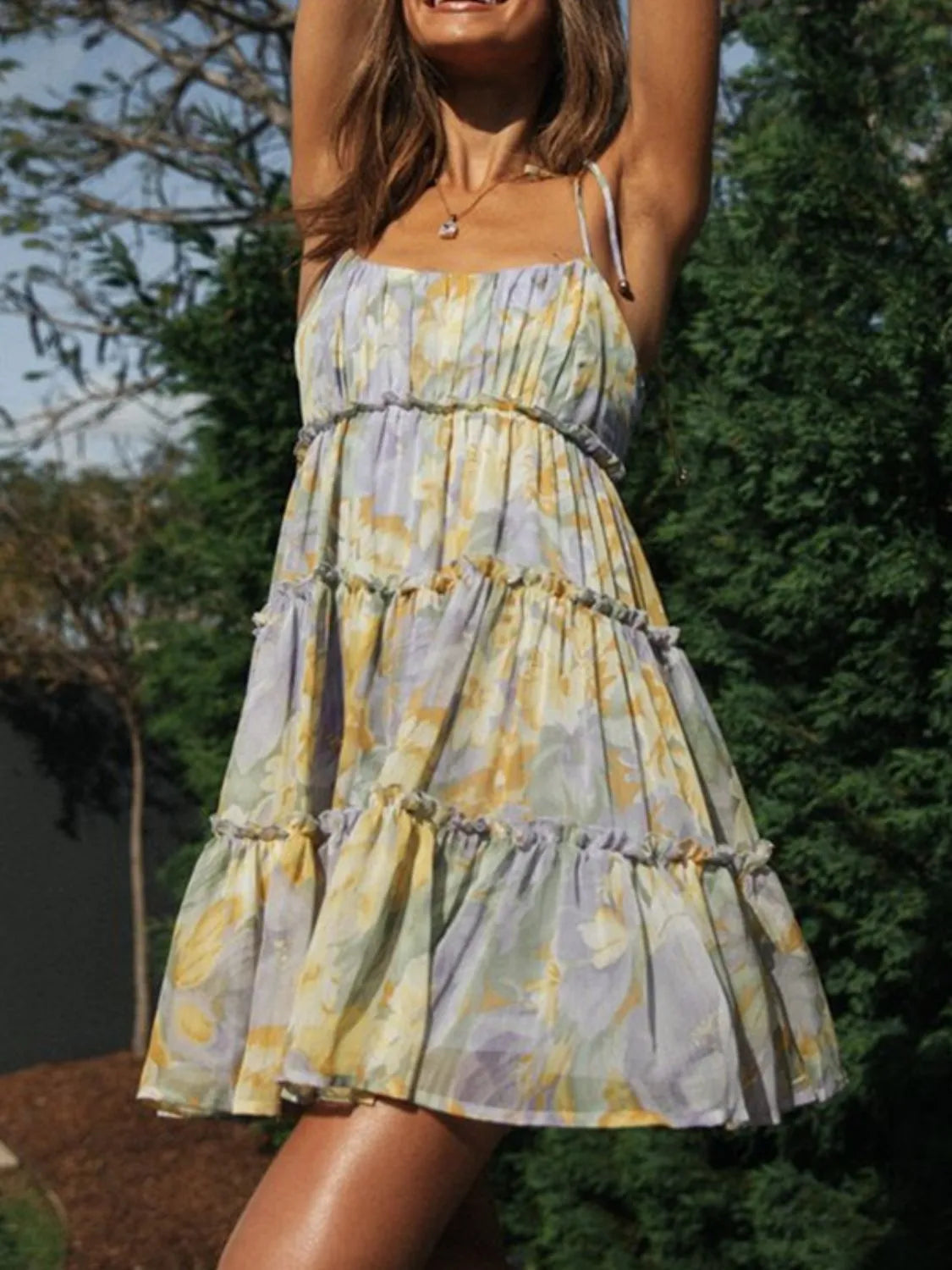 Faeryn | Minikleid mit Volants und Karree-Ausschnitt