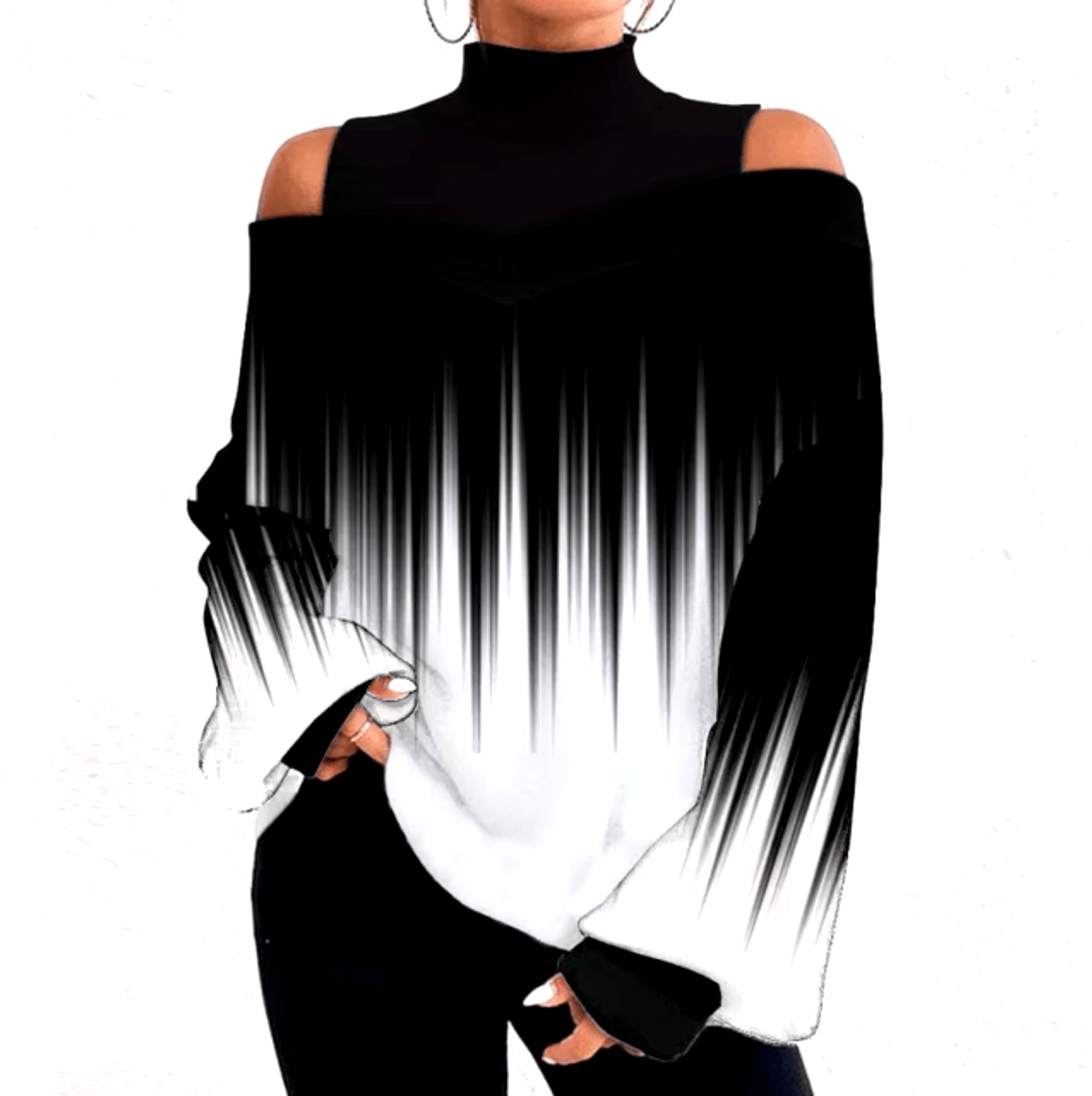 Elegante Off-Shoulder-Bluse mit Rollkragen für Damen
