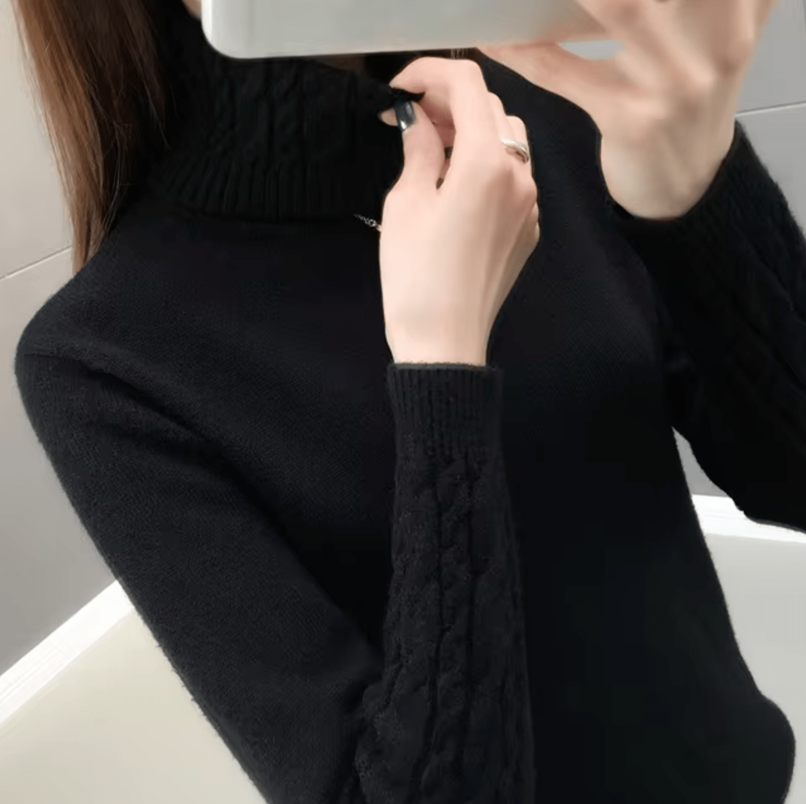 Klassischer Rollkragenpullover aus Wolle für Damen
