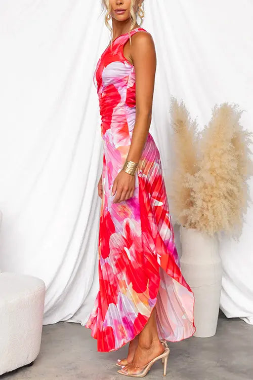 Plissiertes Sommerkleid mit fließendem Design und leichtem Stoff für Frauen