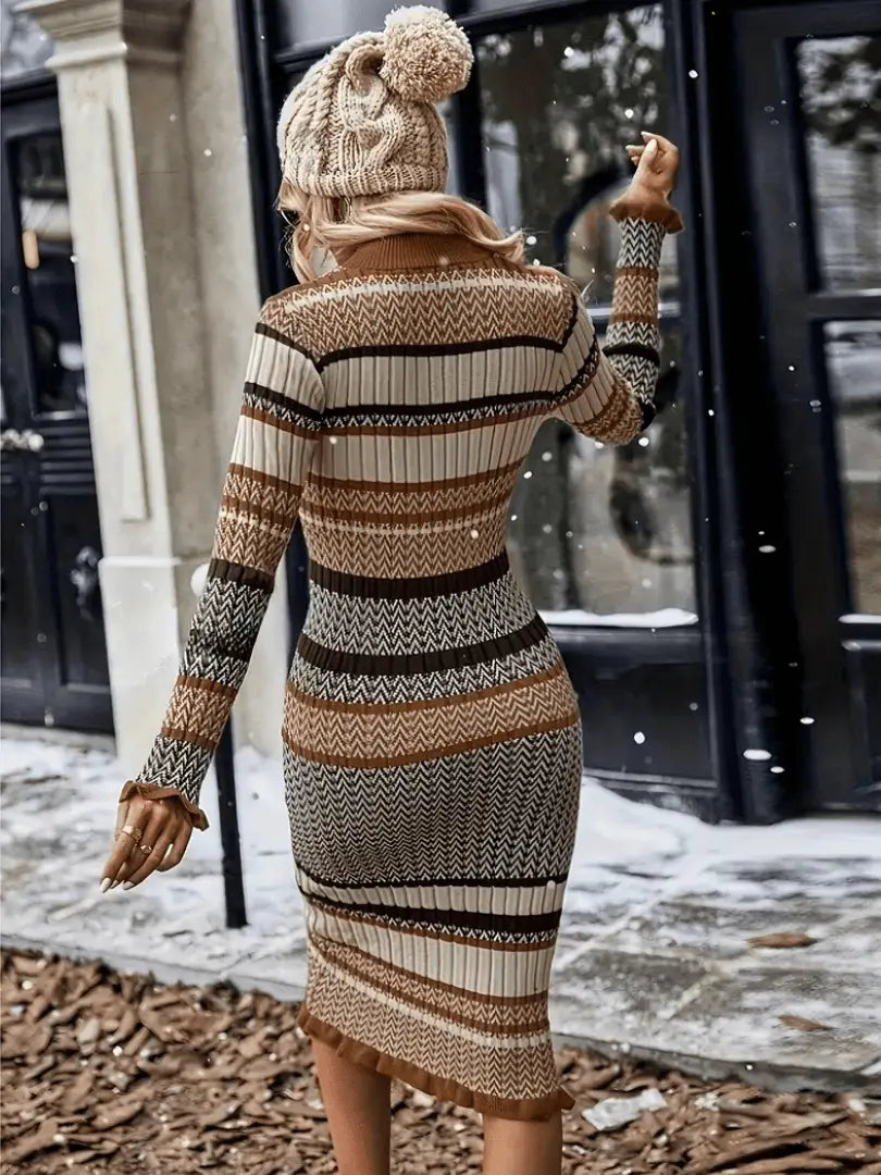 Eloweth | Elegantes Strickkleid mit Farbblöcken