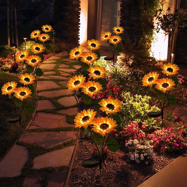 Solar Gartenleuchten Sonnenblumen Warmweiß Außenbeleuchtung Wetterfest product image 1