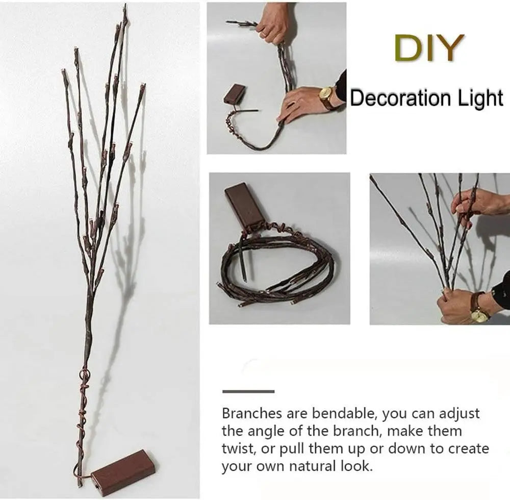 DekoBright™ – Batteriebetriebene Verstellbare LED-Zweigdekoration & Lichterkette [50% Rabatt]