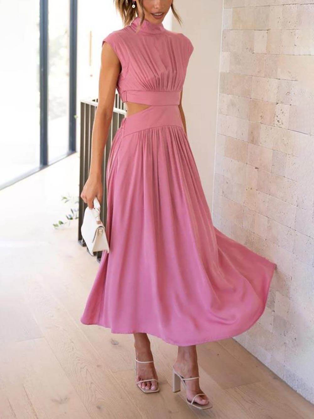 Elegantes Midikleid mit Cut Out Taillendetail für Damen