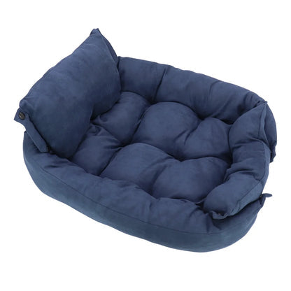 3-in-1 Haustierbett navy blue pet bed with pillow support