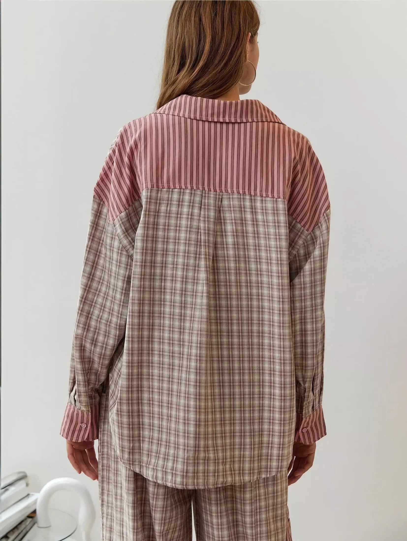 Locker geschnittenes Pyjama-Set mit Spitzen-Details Für Frauen