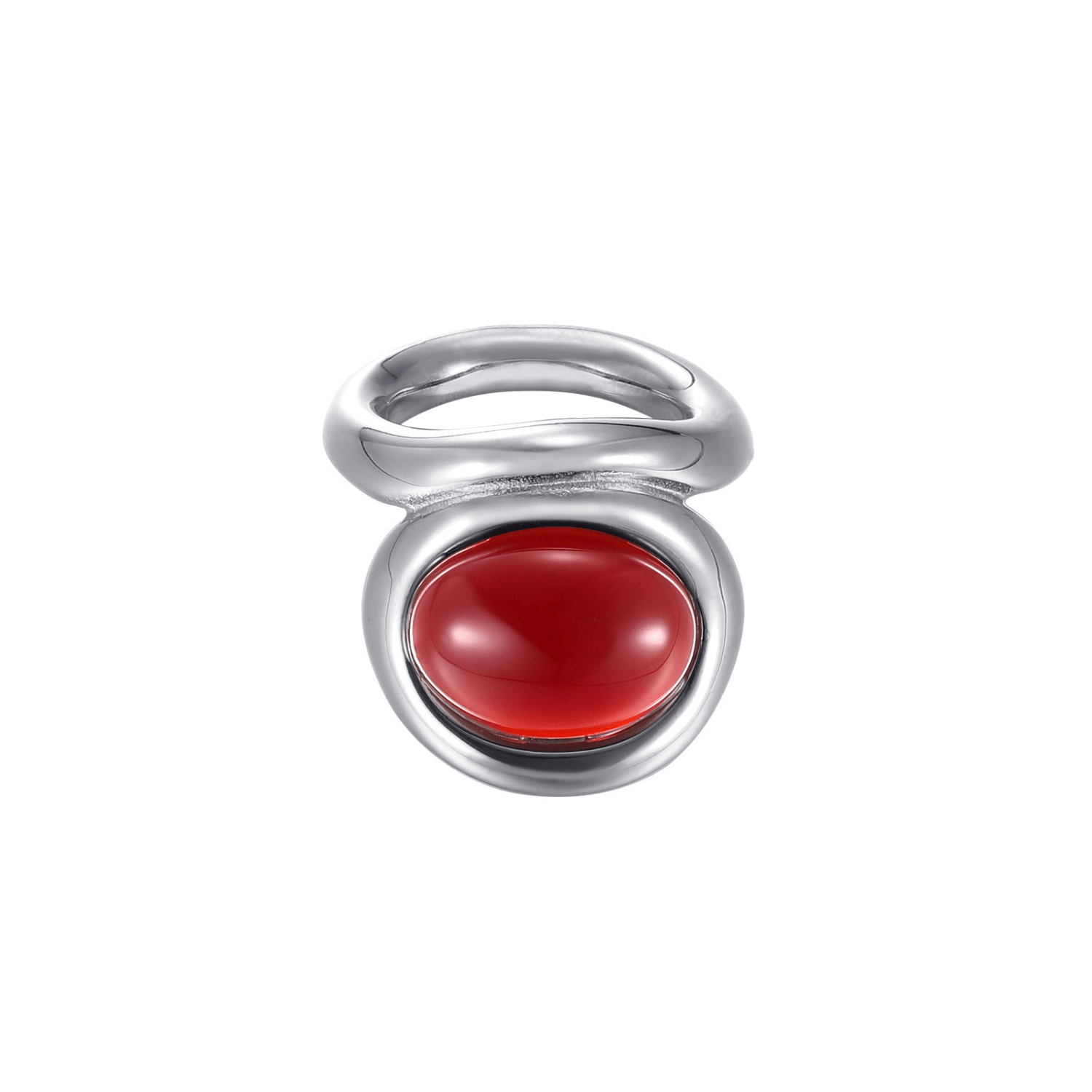 Eleganter Goldener Ring mit Roter Stein Für Frauen