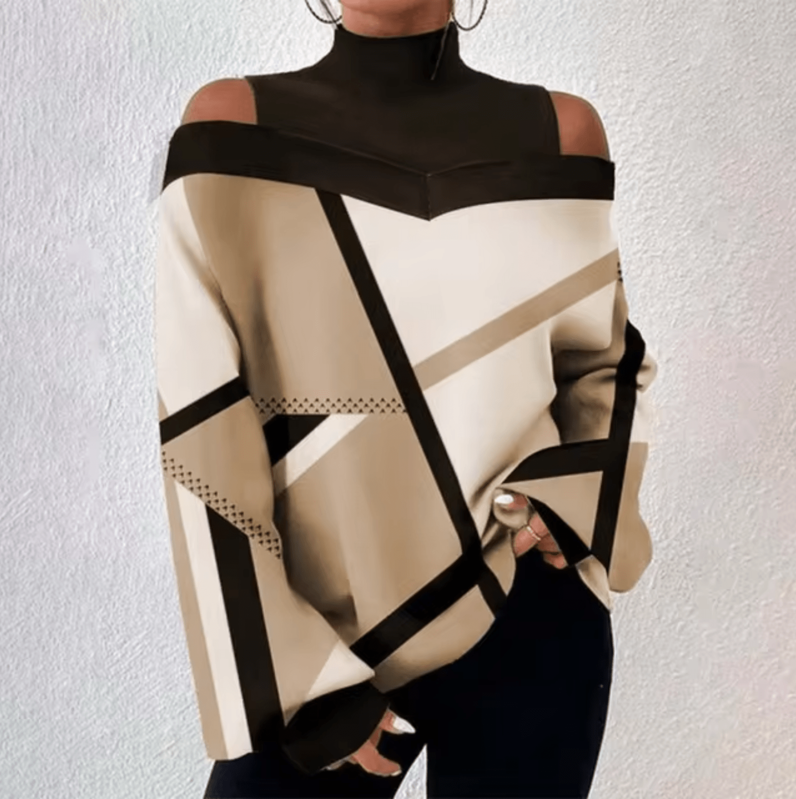 Elegante Off-Shoulder-Bluse mit Rollkragen für Damen