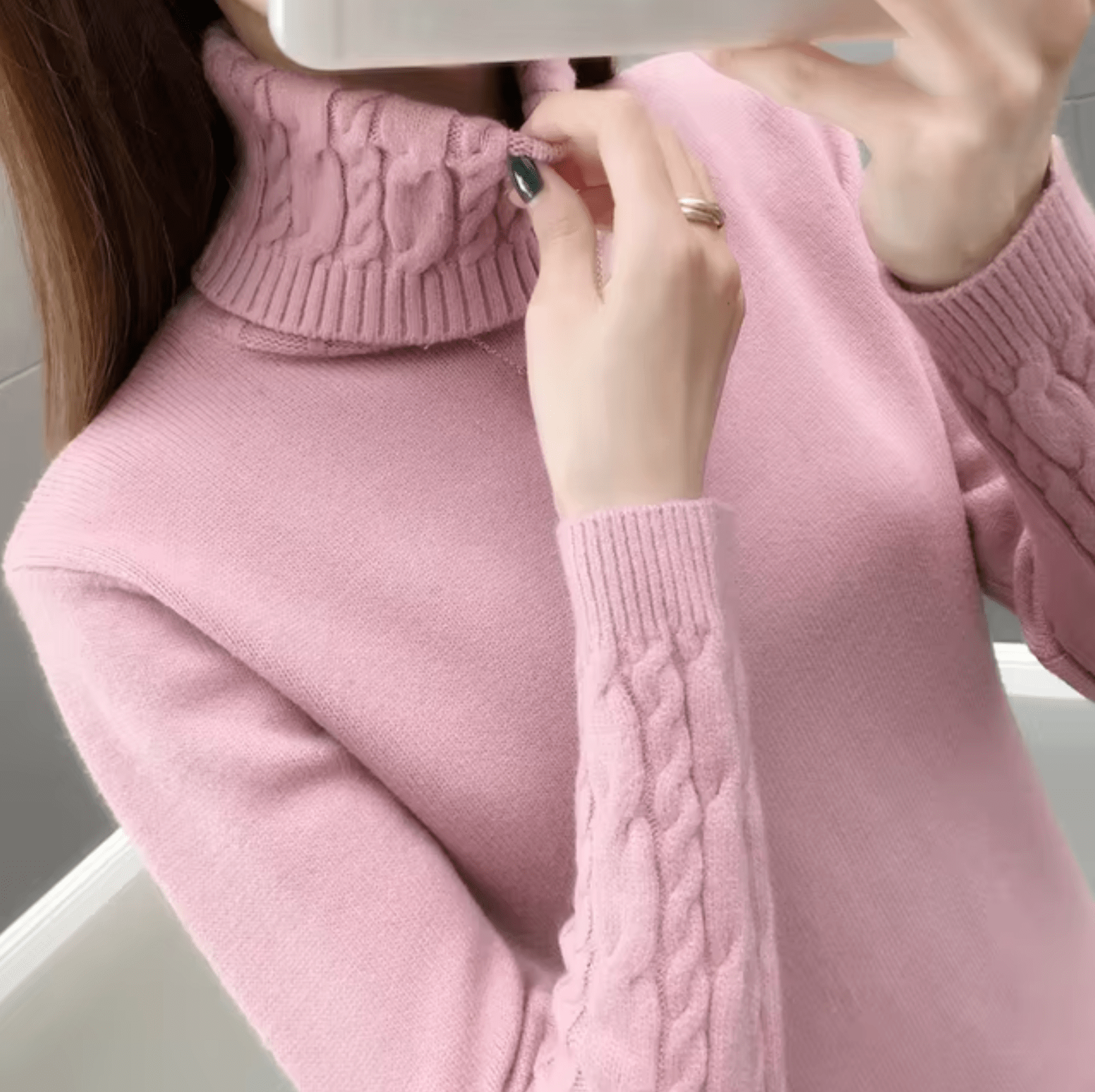 Klassischer Rollkragenpullover aus Wolle für Damen