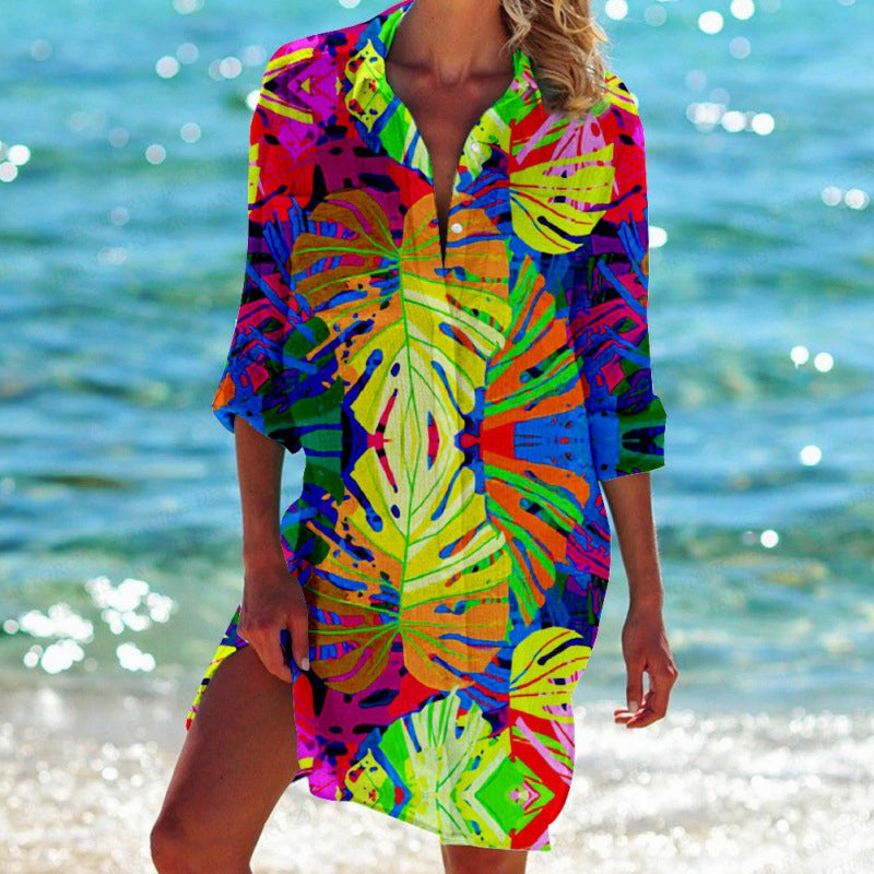 Gracelle | Feminines Hemdblusenkleid mit Print