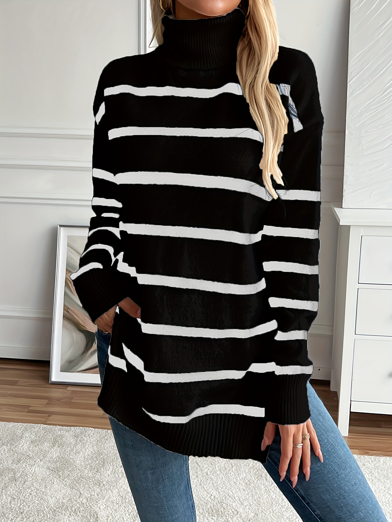 Alaiza | Gestreifter Rollkragenpullover